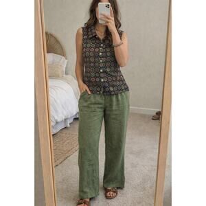 Hobbitcore Boho Tapestry Vest Medium Cottagecore Granola Girl Embroidered